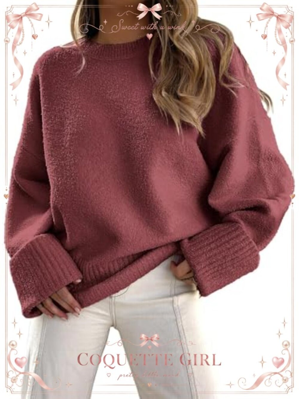 Oversized Chunky Knit Sweater Long Sleeve Crew Neck Pullover